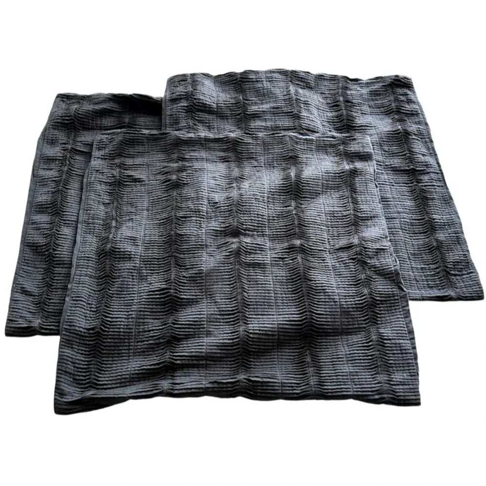 Vera Wang Set of 3 Charcoal Gray Pleated Euro Pillow Shams